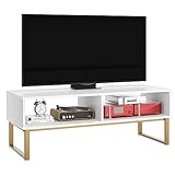 FirFurd Lowboard tv Schrank Fernsehtisch bis zu 47 Zolle tv Board mit 2 Fächern Fernseh-Schrank 40 x 108 x 40 cm weiß