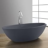StoneArt Freistehende Badewanne aus Mineralguss Design Gussmarmor Standbadewanne moderne Wanne freistehend inkl. Ablaufgarnitur BS-531 190x100 beton-grau matt