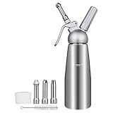 upstartech 500ml Sahnespender Edelstahl Schlagsahnebereiter Sahnebereiter Whipped Cream mit Aluminium Körper + 3pcs Edelstahl Düsen