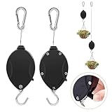 2 Stück Einziehbarer Haken mit Bremse, Pflanze Seilzug Für Garten Töpfe und Vogel-Feeder Aktualisierung Verstellbarer Edelstahldraht Blumenampel Halterung für Gartenkörbe