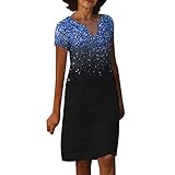 Julhold Kleider für Damen Abendkleider ärmellose Tunika Wrap Taille sexy Maxikleid (Blau, XXXL)