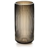 AmeliaHome Vase 9,5x19,5 cm Dekovase Tischvase aus Glas Dekoration Treno Braun