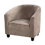 XGANGM Stretch Sesselbezug Samt Sesselhusse Clubsessel Husse Sesselschoner Elastisch Sesselüberwurf Sofasesselbezüge Cocktailsesselabdeckung Wohnzimmer Universal Einzelsofa,Taupe