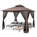 COBIZI 3mx3m Gartenpavillon für Terrasse Pavillon-Überdachung mit Moskitonetz, Screen-Partyzelt mit Mesh-Seitenwänden für Garten, Hinterhof und Terrasse