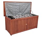 Spetebo Garten Kissenbox für Auflagenaus Akazien Holz - ca. 133 x 58 x 55 cm - Auflagenbox mit Deckel 236 Liter in braun - Garten Truhe Box Hartholz geölt