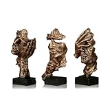 Marimor Statuen skulpturen 3 Stück Figuren deko Moderne und Dekoration Skulpturen deko modern Statue deko und Skulptur deko und Büste deko Büro Wohnzimmer Schlafzimmer Regal Statue (Gold)