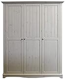 Steens Lotta Kleiderschrank/ Kinderzimmerschrank, 3 Türen, Wäschefach, 169 x 201 x 57 cm (B/H/T), Kiefer massiv, Weiß