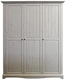 Steens Lotta Kleiderschrank/ Kinderzimmerschrank, 3 Türen, Wäschefach, 169 x 201 x 57 cm (B/H/T), Kiefer massiv, Weiß