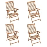 Camerina Verstellbare Gartenstühle 4 STK. Balkonstuhl Klappbar Outdoor BalkonstüHle Garten Klappstuhl Garten StüHle Outdoor Massivholz Teak