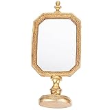 minkissy Retro-Kosmetikspiegel Hausdekorationen Für Zuhause Spiegel Zum Basteln Schminkspiegel Einseitiger Kosmetikspiegel Dekorativer Tischspiegel Aus Harz Goldener Europäischer