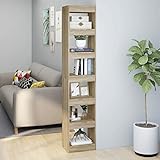 JUNZAI Bücherregal/Raumteiler, Bookshelf, Regalbrett, Book Shelf, Bücher Regal, Deko Regal Wohnzimmer, Standregal, Sonoma-Eiche 40x30x198 cm