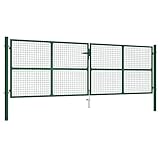 vidaXL Mesh Gartentor Doppelflügeltor Doppeltor Gartentür Zauntor Hoftor Zauntür Gartenpforte Einfahrtstor Tor Stahl 400x125cm Grün