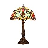 JENCUZ Tischlampen Tiffany-Stil Retro Tischlampen Schlafzimmer Einfach Nachttischlampe Vintage Zinklegierung Muster Schreibtischlampe Retro Für Studie Hotel Wohnzimmer Lampe