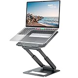 tounee Laptop Ständer Höhenverstellbar, Ergonomischer Computer Ständer, Adjustable Laptop Stand, Notebook Halterung Schreibtisch, Standing Desk Converter mit MacBook Pro, Laptops 10–17' Grau