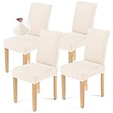 AngLink Stuhlhussen Stretch 4er Set Stuhlbezug Elastisch Abnehmbarer Waschbarer Universal Chair Cover für Büro Esszimmer Hotel Bankett Hochzeit Party Deko, Beige