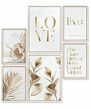 Heimlich® Premium Poster Set OHNE Bilderrahmen | 2 x DIN A3 & 4 x DIN A4 - ca. 30x42 & 21x30 | Stilvolle Poster Collagen mit passenden Bilder als Wanddeko » Elegant Gold Liebe «