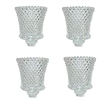 4er Set Glasaufsatz Dicke Version für Kerzenleuchter Kerzenständer Teelichtaufsatz Teelichthalter aus Glas Perle Punkt Struktur