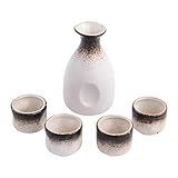 OUSIKA Japanisches Sake-Set, Tassen/Schüssel, japanischer Stil, Sake-Wein-Set, Keramik, Retro, klassisches Weinglas-Set, traditionelles Porzellan, inklusive Sake-Flasche, Sake-Becher, C, 3 Stück, Wein