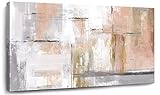 SOUGUAN Leinwandkunst Gold Wanddekoration für Mädchen Rosa Bilder für Wohnzimmer Wanddekoration Abstrakte Wandkunst Weiß Moderne Gemälde Bilder 50,8 x 101,6 cm