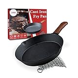 Lukin Gusseisenpfanne [inkl. Griffschutz + Ringreiniger] | Bratpfanne | Eisenpfanne | Grillpfanne | für alle Herdarten geeignet [inkl. Induktion] | Ø 29cm | hoher Rand | kratzfest & antihaft