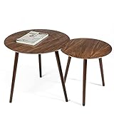 GuiPaiShi Kleiner Runder Tisch, Runder Retro-Sofa-beistelltisch Aus Holz, Kleine Einzel-esstische, Laptop-Tisch, Einfache Montage(Size:40 * 40 * 42CM+48 * 48 * 52CM)