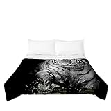 Surwin Tagesdecke Bettüberwurf Steppdecke für Doppelbett Einzelbett, Mikrofaser Wattiert Gesteppt Bettdecke 3D-Tiger-Druck Dünne Tagesdecken mit Ultraschall genäht (Weißer Tiger,220x240cm)