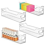 mDesign Aufbewahrungsbox für Büro und Schreibtisch – Schreibtisch Organizer aus Kunststoff – Ablagesystem für Schreibtischzubehör wie Stifte, Locher & Co. – 4er-Set – durchsichtig