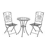 SVITA Bistro-Set Mosaik Balkon-Set 2 Personen Metall Sitzgruppe Klappbar Schwarz