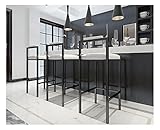 ARTSIM Barhocker-Set mit 3 Stück, Tresenhocker mit Rückenlehne und Fußstütze, Barstuhl für Zuhause, Bar, Esszimmer, Innen- und Außenbereich, Schwarze Metallbeine, weißer PU-Ledersitz, Sit