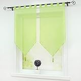 Joyswahl Scheibengardine Voile Bistrogardinen mit Quaste, einfarbig Melina Kurzstore BxH 45x90cm Grün mit Schlaufen 2 Stück