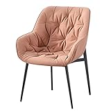 Esszimmer-Küchenzimmer-Stühle Wohnzimmer-Sessel mit weichem Pu-Leder-Kissensitz und glatten Stahlbeinen für Büro-Lounge-Esszimmer-Küchen-Schlafzimmer (Color : Light Pink)