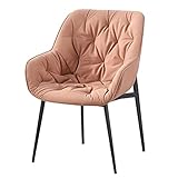 Esszimmer-Küchenzimmer-Stühle Wohnzimmer-Sessel mit weichem Pu-Leder-Kissensitz und glatten Stahlbeinen für Büro-Lounge-Esszimmer-Küchen-Schlafzimmer (Color : Light Pink)