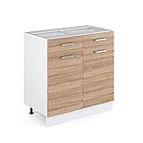 Vicco Küchenschrank R-Line Hängeschrank Unterschrank Küchenzeile Küchenunterschrank Arbeitsplatte, Möbel verfügbar in anthrazit und weiß (Sonoma ohne Arbeitsplatte, Schubunterschrank 80 cm)