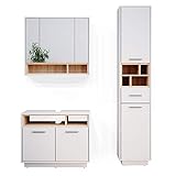 Vicco Badmöbel Set Beatrice Spiegelschrank Waschtischunterschrank Badschrank (3er-Set, Weiß-Sonoma)