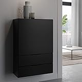 Sideboard Kommode, stehend oder hängend montierbar, in schwarz matt, B/H/T ca. 49,7/81,3/31,5 cm