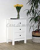 CASA Massivholz Nachttisch Nachtkommode Nachtkonsole Kernbuche weiß lackiert 3 Schubladen