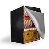 ECENCE 1x Strandkorb Schutzhülle Winterfest Abdeckung wasserdicht Strandkorbhülle aus Oxford 420d Material winddicht Abdeckung Regen-Überzug mit Reißverschluss Schwarz