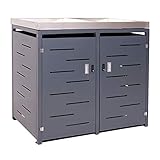 Mendler XL 2er-/4er-Mülltonnenverkleidung HWC-H40, Mülltonnenbox, Pflanzkasten Edelstahl-Metall 63kg 125x140x102cm erweiterbar