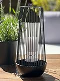 Brandsseller Windlicht Ø14,5 x H30,5 cm Metall Gitter Design Schwarz Kerzenständer Laterne Indoor-Outdoor Deko