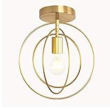 Mengjay Deckenleuchte LED Schlafzimmerlampe Deckenlampe Kreative Modern Landhaus Stil Eisen Kronleuchter E27 Lampenfassung für Innen Wohnzimmerlampe Kinderzimmer Esszimmer Küche Flur Deko (Gold) (A)