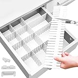 LONNEY Schubladenteiler Schubladen Ordnungssystem Schubladeneinteiler 16 er Set Schubladentrenner Verstellbar Weiß Trennwände verstellbar Für Schrank Unterwäsche Socken DIY Organizer mit Verbinder