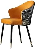 Esszimmerstühle Weicher Samt-Esszimmerstuhl mit Rückenlehne, weichem Kissen, robusten Metallbeinen für Wohnzimmer, Schlafzimmer, Küche (Color : Orange)