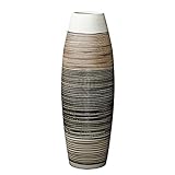 fanquare Große Bodenvase mit Braunen und Schwarzen Streifen, Handgefertigte Dekorative Keramik Blumenvase, Höhe 50cm