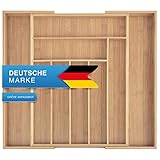 Dimono® Schubladeneinsatz Besteckeinsatz aus Bambus-Holz Schubladen; 7-9 Fächer Ordnungssystem Flexibler Organizer Ausziehbare Organisier-Schublade für Küche, Büro, Bad & Werkstatt