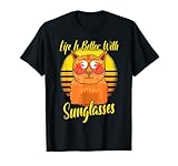Better Sonnenbrille Orange Katze Sommer Urlaub Strand Urlaub T-Shirt