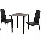 Chusui 3-TLG. Essgruppe Esstisch mit Stühlen, Esszimmermöbel, Esstisch Mit Stühlen, Dining Table Set, Esszimmer Set,Tischgruppe, Esszimmergruppe, Schwarz