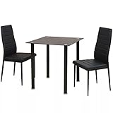 ZEYUAN 3-TLG. Essgruppe Esstisch mit Stühlen, Esszimmermöbel, Esstisch Mit Stühlen, Dining Table Set, Esszimmer Set,Tischgruppe, Esszimmergruppe, Schwarz