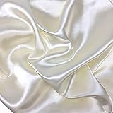 MUYUNXI Satin Stoff Futterstoff Für Abendkleidung Kleider Mode Basteln Dekorationen Pyjama 150 cm Breit 2 Meter Verkauft(Color:Cremeweiß)