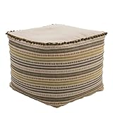 Dekorist Pouf Hocker, Quadrat Sitzpouf, Sitzhocker, Sitzpuff, Fußhocker, Puff Hocker für Wohnzimmer, Schlafzimmer, Pouf Retro, 42x42x46h cm, Grün Gestreift