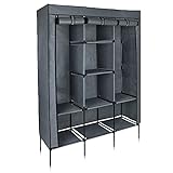 yourGEAR Kleiderschrank Grado - Stoffschrank 130 x 45 x 175 cm Schrank mit 2 Kleiderstangen und 8 Ablagen